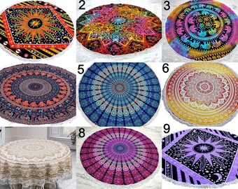 Round Table Cover Bohemia Indian Mandala Table Cloth Fabric Peacock Father Tablecloth Mediterranean Style Kitchen Round TableCloth Boho