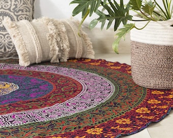 Indian Mandala Circle Round Roundie Beach Picnic Throw Table Cloth Boho Hippie Blanket Bohemian Yoga Mat Throw Multi color BeacH Round