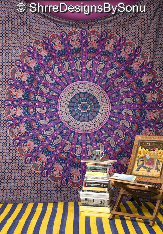 Large Queen White Hippie Indian Mandala Tree Life Tapestry Wall Hanging Picnic B