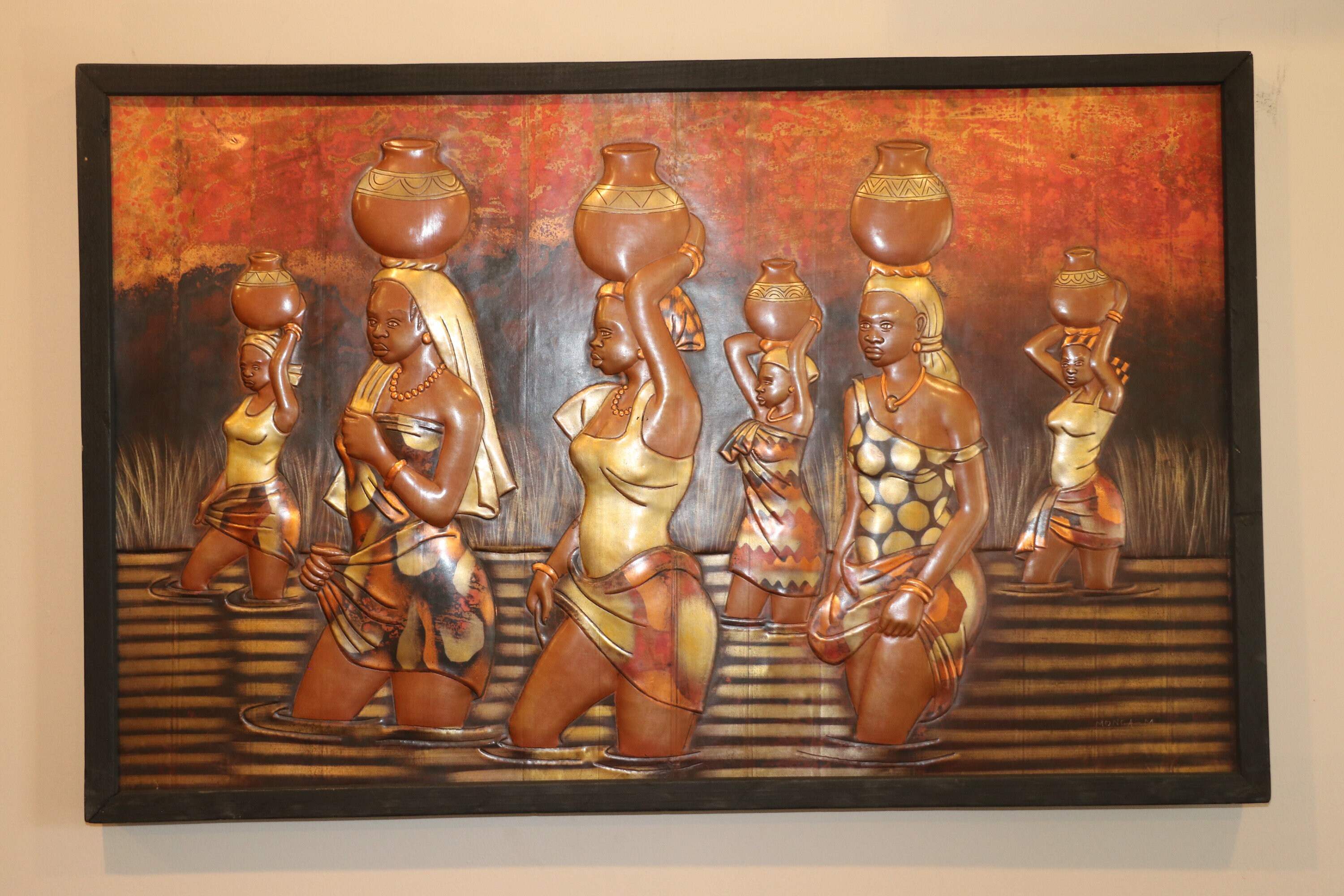 African Copper Art Women carrying water 32.75'' X Etsy