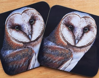 Pair of Barn Owl Coasters
