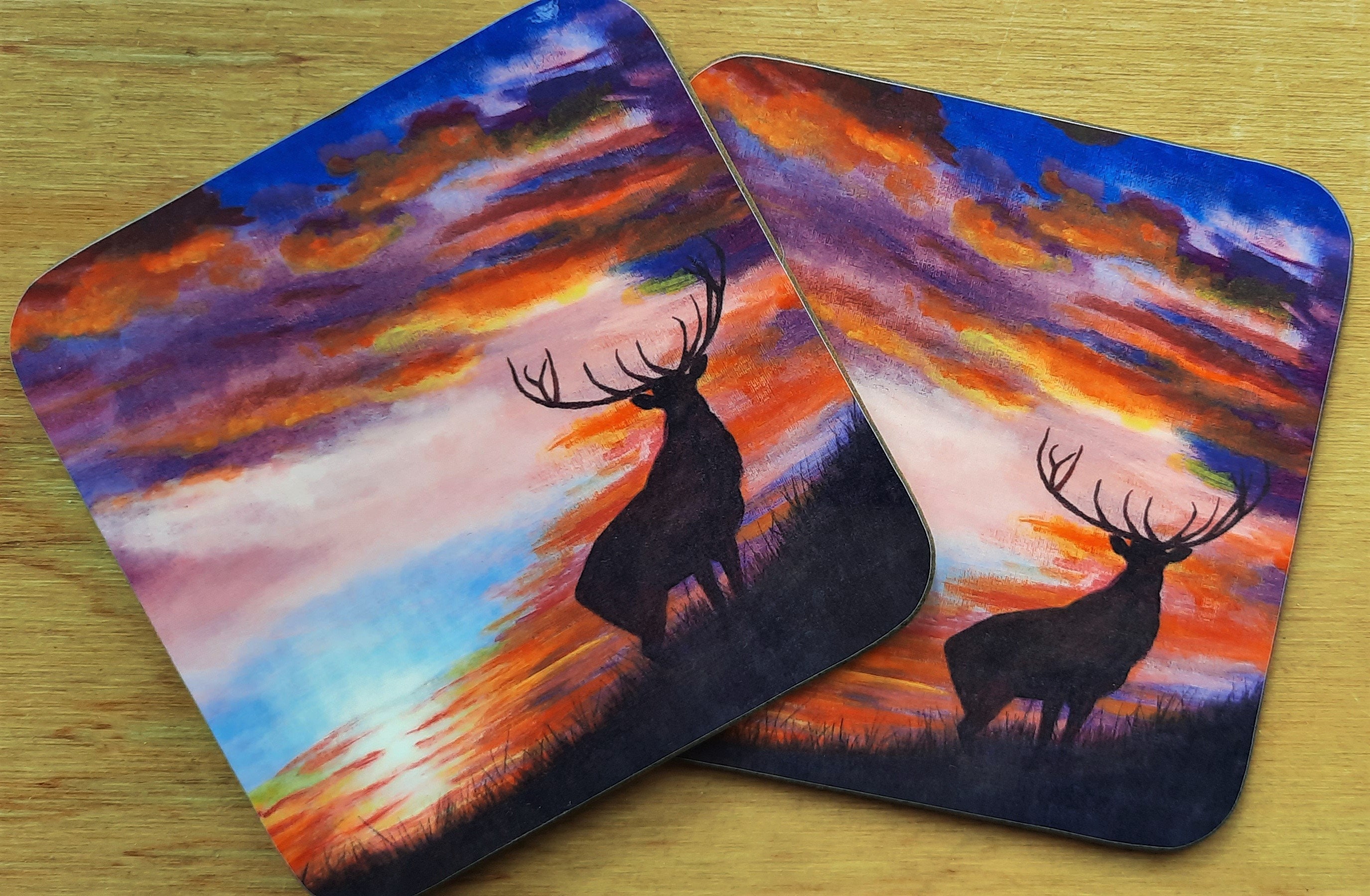 Pair of Highland Stag Coasters