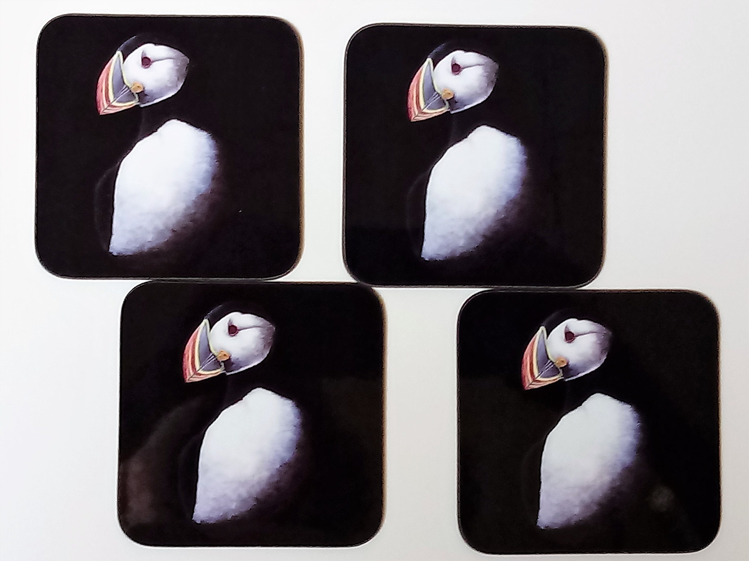 Set of 4 Puffin Coasters.