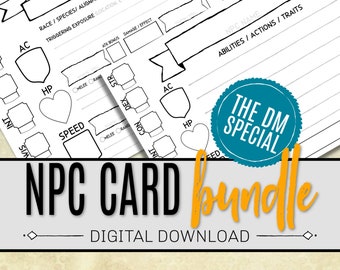 NPC CARD bundle/ The DM Special/ Dnd Dm Resources / Dungeons and Dragons /  Dnd 5e / Digital Download