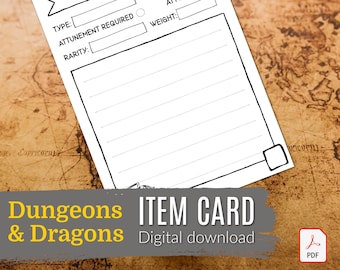 DND ITEM CARD / Dungeons and Dragons / Pathfinder / Spellcaster / Dnd 5e / Digital Download