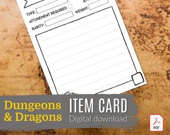 TARJETA DE ARTÍCULO DND / Mazmorras y Dragones / Conquistador / Lanzador de Hechizos / Dnd 5e / Descarga Digital