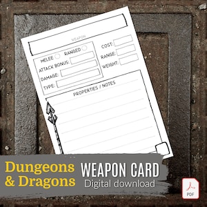 CARTE D'ARME DU MDN / Donjons et Dragons / Pathfinder / Dnd 5e / Téléchargement numérique