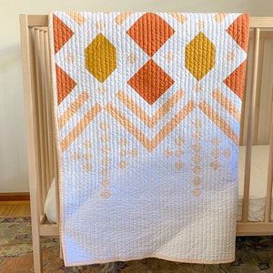 Autumn Deco Baby Quilt, Crib Quilt, Toddler Quilt, Modern Handmade Patchwork Quilt zdjęcie 3