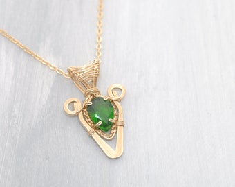 genuine chrome diopside pendant in gold filled