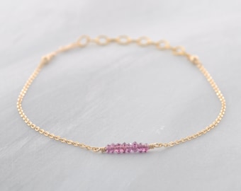 GENUINE GARNET BRACELET-Gemstone Crystal Bracelet-Dainty Garnet Bracelet Around Small Ring-Birthstone Bracelet-Lovely Gold Filled Bracelet