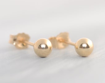 BALL STUD EARRINGS-Elegant Ear Studs-Genuine Studs Earrings-Gold Plated Studs-Plain Ball Stud Earrings-Minimalist Studs-Personalized Jewelry