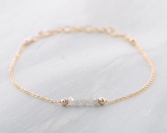 RAW DIAMOND BRACELET-Adjustable Bracelet-Genuine Bracelet-Rough Diamond Jewelry-Gold Filled Bracelet-Sterling Silver Bracelet-Gift For Women
