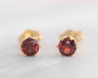 NATURAL GARNET EARRINGS- Garnet Crystal Studs- Gemstone Stud Earrings- Gold Filled Earrings- Birthstone Earrings- Minimalist Stone Studs