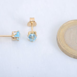 Sweet topaz heart stud earrings, 4 mm bright blue topaz, 14K Gold Filled or 925 Sterling Silver image 7