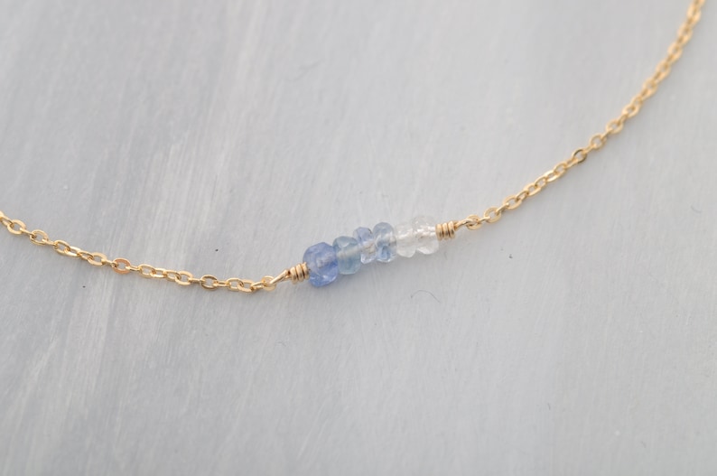 Ros\u00e9 GF and Sterling silver Beautiful bracelet with white to blue sapphire in the gradient 14k gf adjustable