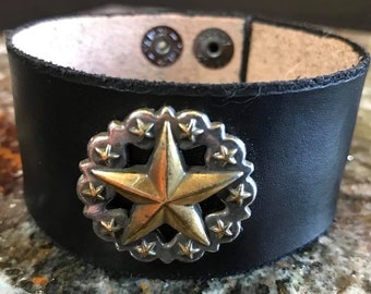 Mens Star Leather Bracelet