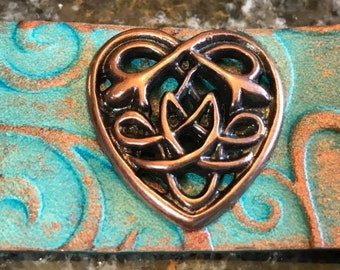 Copper Celtic Heart Leather Bracelet
