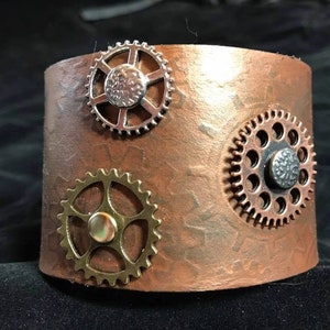 Steampunk leather bracelet