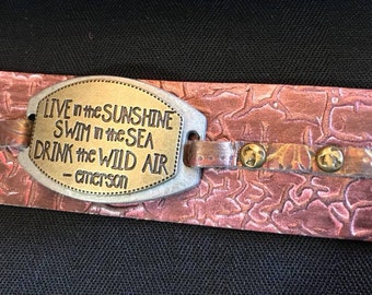 Emerson Quote Leather Bracelet