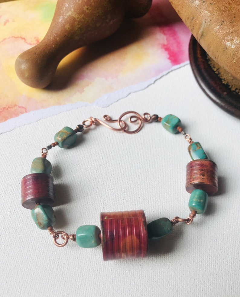 Turquoise Turquoise Bracelet Copper Bracelet Copper Barrel Bracelet