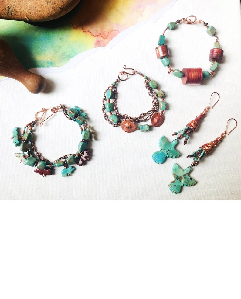 Turquoise Turquoise Bracelet Copper Bracelet Copper Barrel Bracelet