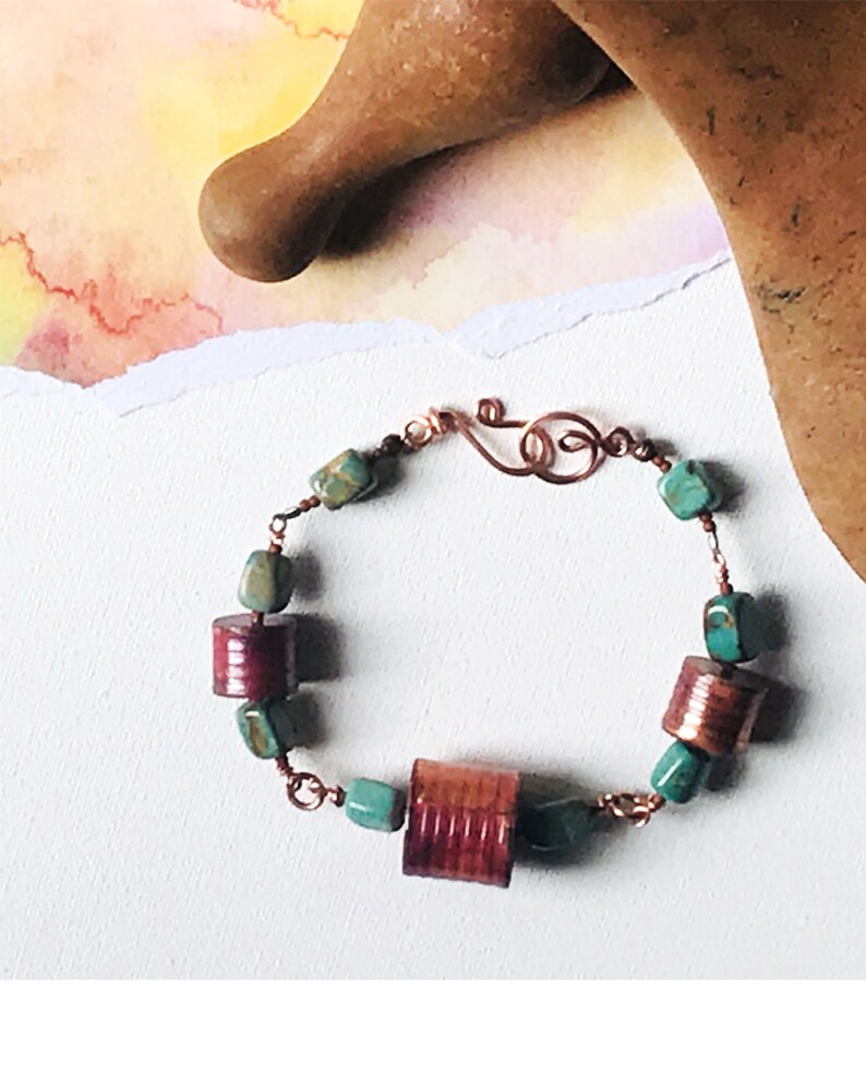 Turquoise Turquoise Bracelet Copper Bracelet Copper Barrel Bracelet