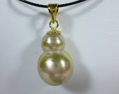 Twins Gold Baroque South Sea Pearl Pendant item 902