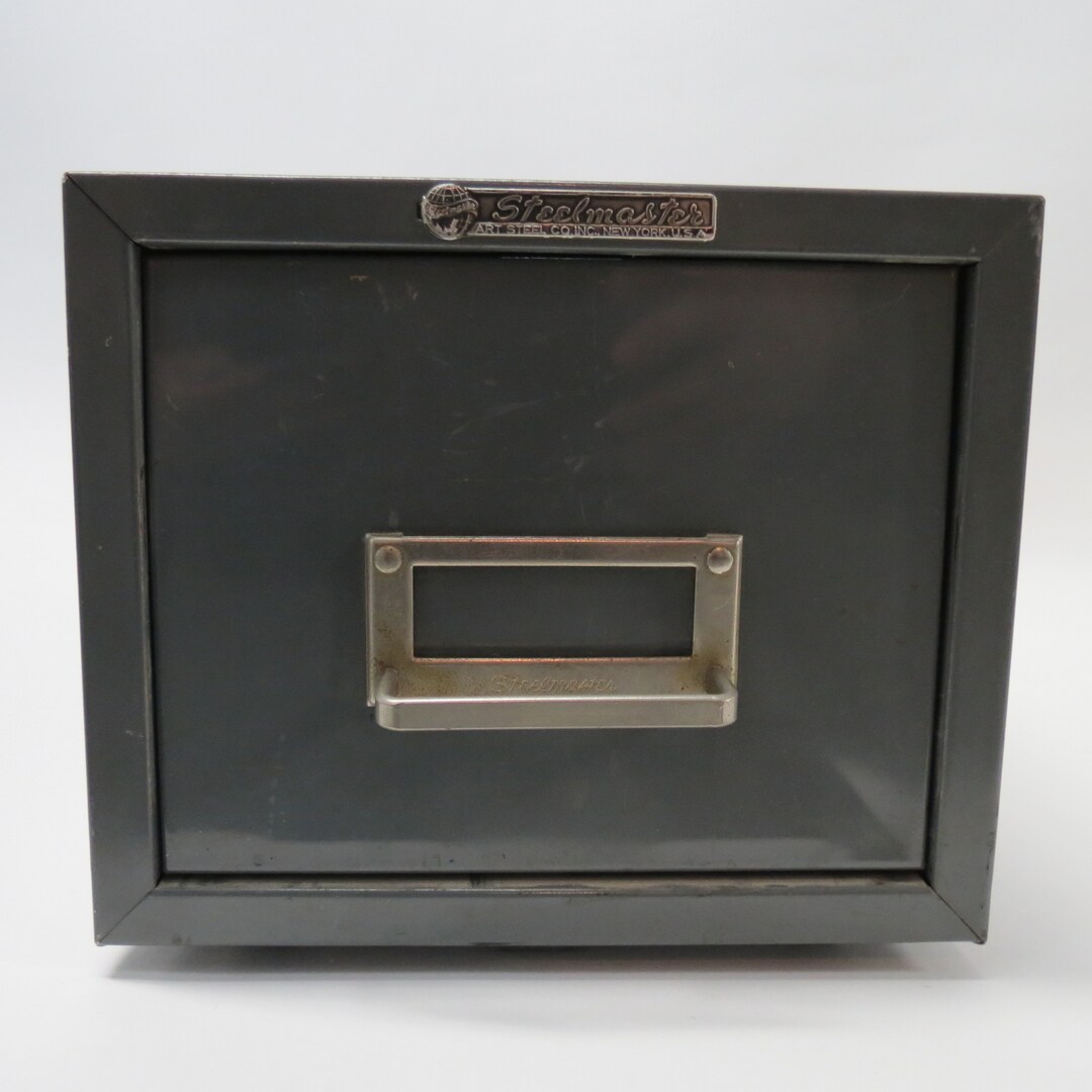 Vintage Steelmaster Card File Drawer Gray Etsy
