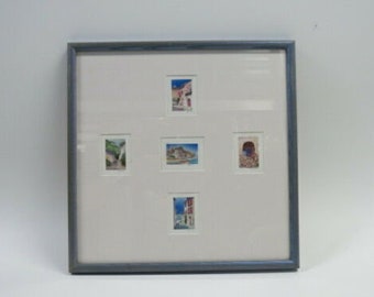 Cathy 88 Signed Vintage Series 5 Color Pencil Sketches Minimalist Style Framed