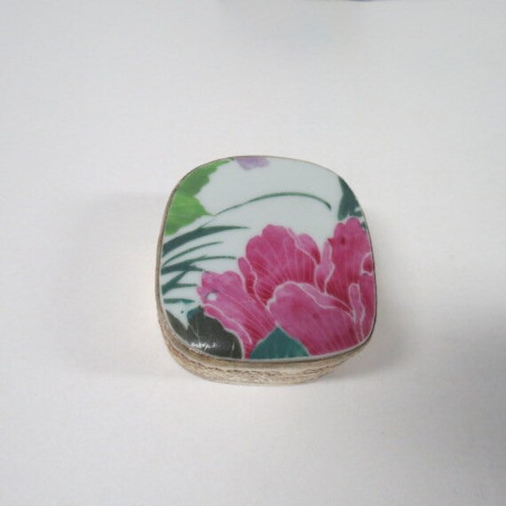 Silverplated Floral Enamel Trinket Box Vanity Mak… - image 4