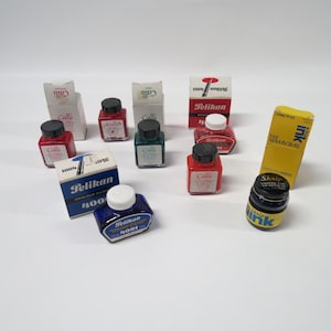 Calligraphy Ink Vintage 7 Bottles Red Blue Green Black Pelikan Calli