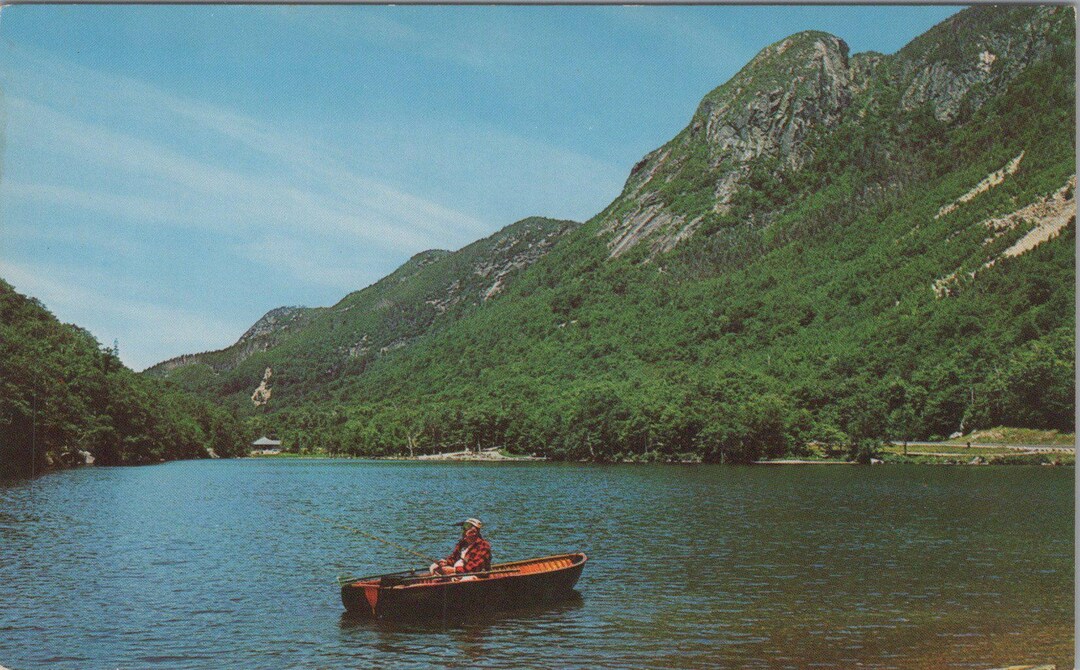 Profile Lake Franconia Notch Old Man of the Mountains NH Canoe Postcard ...