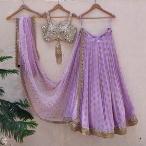 Lavender Banarasi Lehenga Choli For Women or Girls Indian Wedding Party Wear Bridesmaids Lengha Choli Sangeet,Festival,Reception Wear Choli