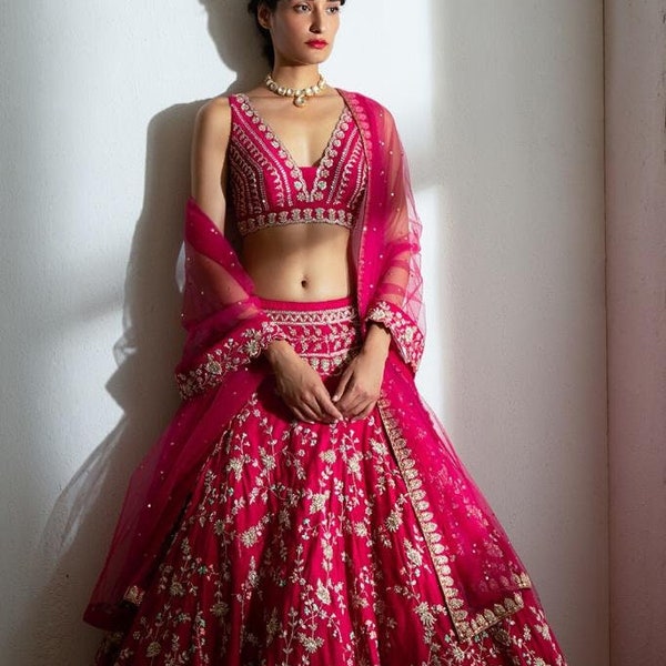 Pink Lehenga Choli For Women Georgette Party Wear Lehenga Choli,Indian Wedding Lahanga Choli Party Wear Lengha Choli Festival Gift lehengas