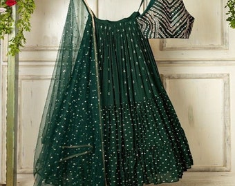 green ghagra dress