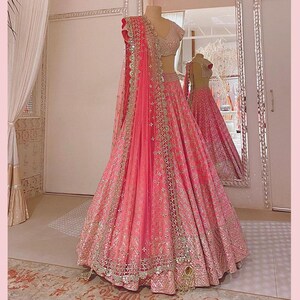 Pink Sequence Lehenga Choli For Women Indian Wedding Party Wear lahanga Choli Mahendi,Haldi Function Ghagra Choli Festival,Bridesmaids Wear