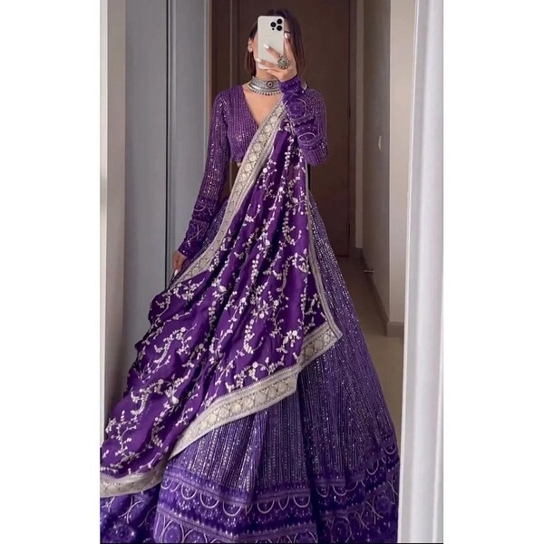 Purple Designer Lehenga Choli For Women Indian Wedding Wear Ghagra Choli Traditional Party Wear Readynade Ghagra Choli Bridal Party Lengha