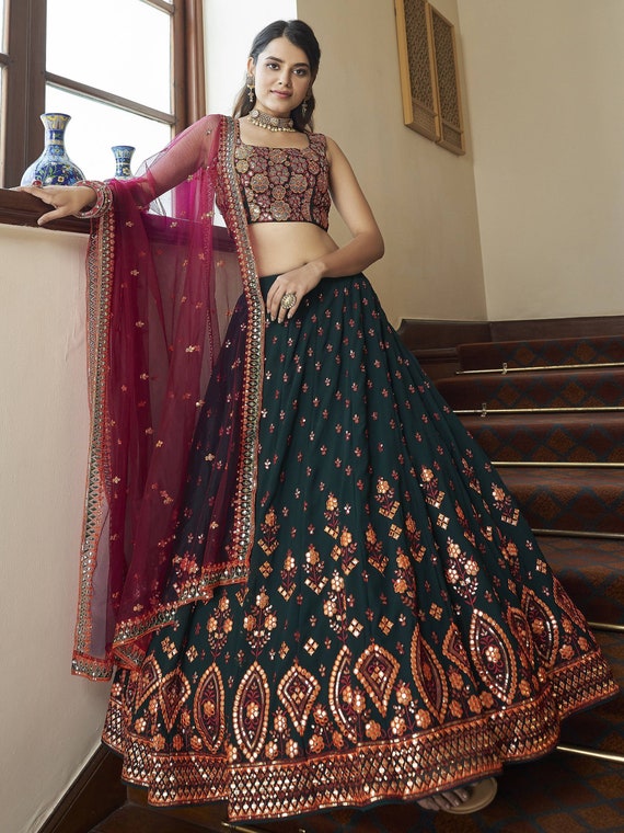 Green Lehenga Choli Indian Wedding Wear Lehnga Choli Stylish Foil