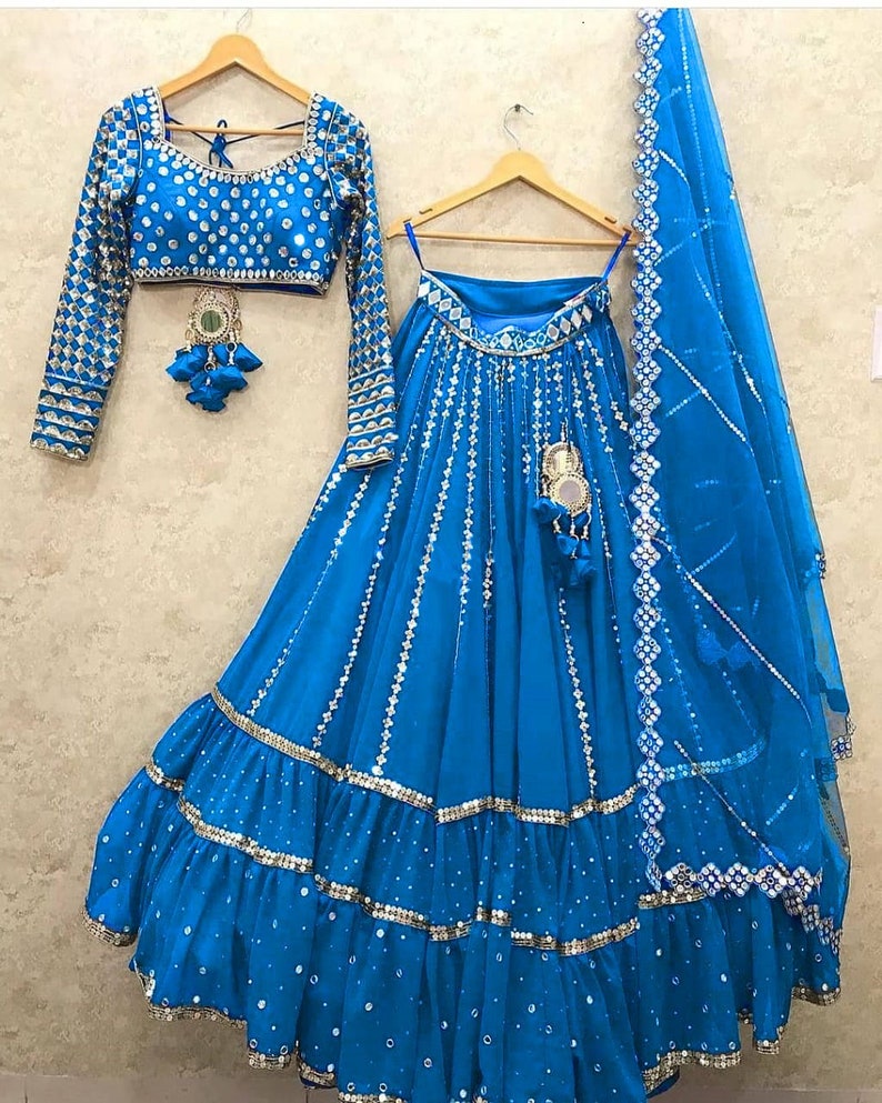 Blue Designer Lehenga Choli for Womenbridesmaids Etsy