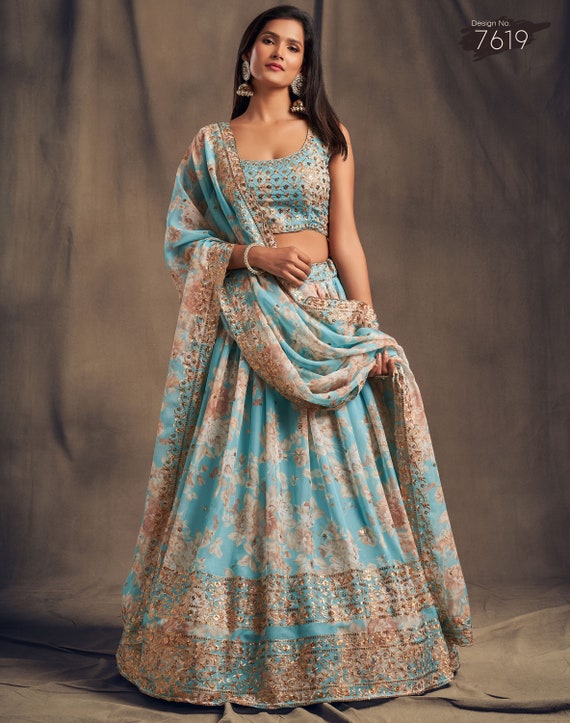 Floral Printed Lehenga Choli Bollywood Designer Celebrity Lehengas