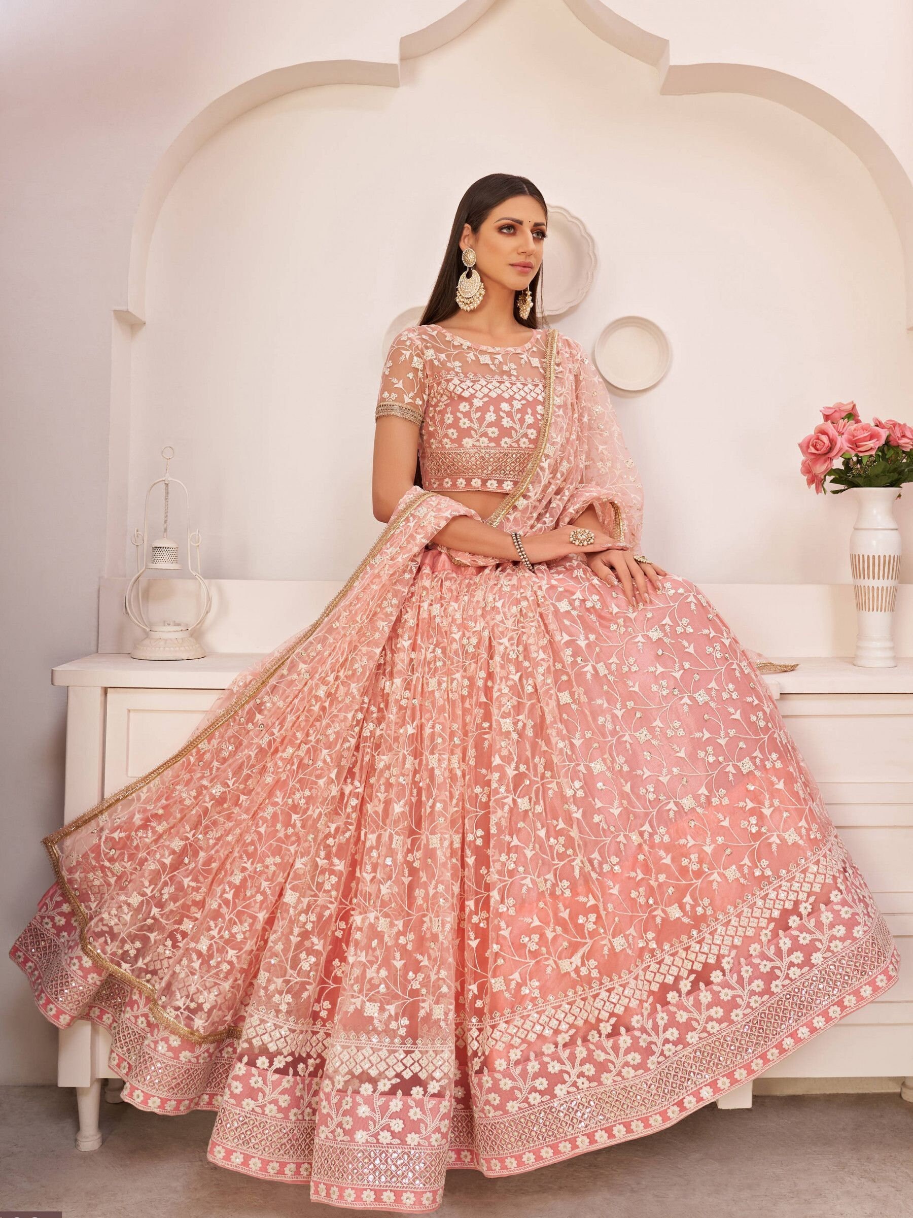 Peach colour best sale lacha