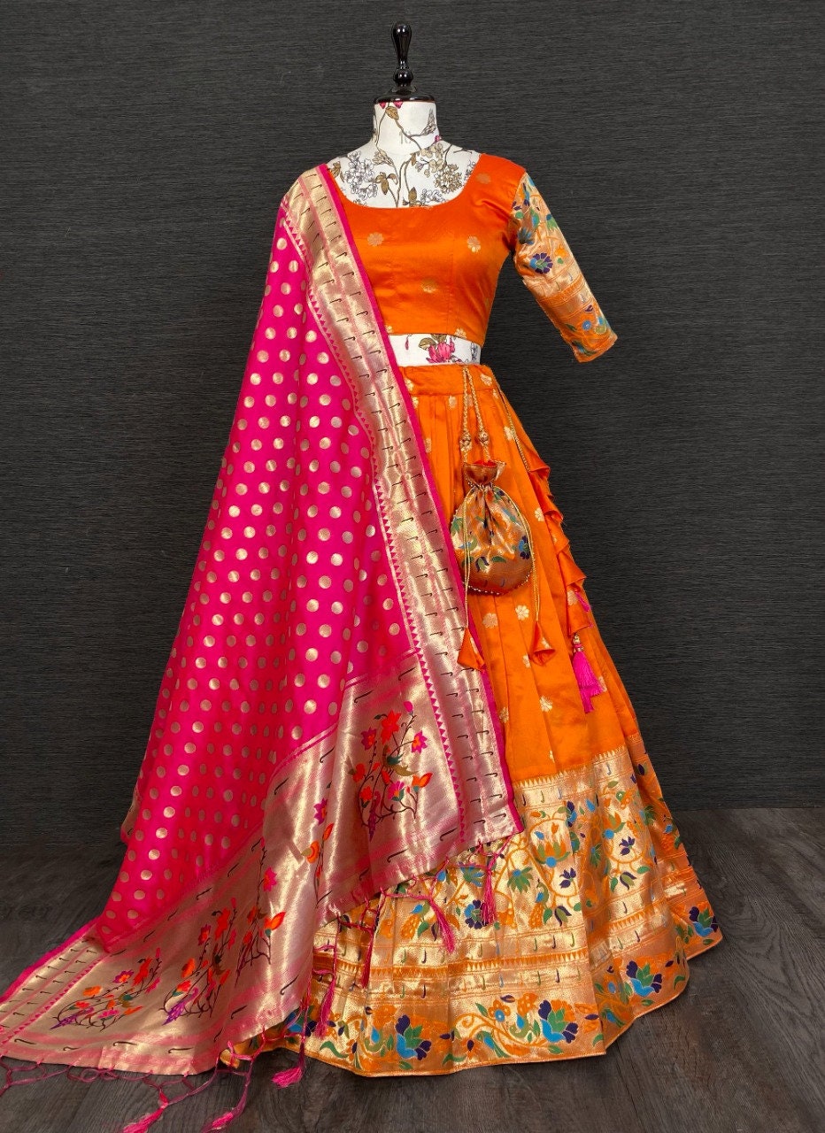 designer lehenga choli multicolored Lehenga choli Banarasi silk Lehenga choli for women Indian lehenga brocade Lehnga chaniya choli
