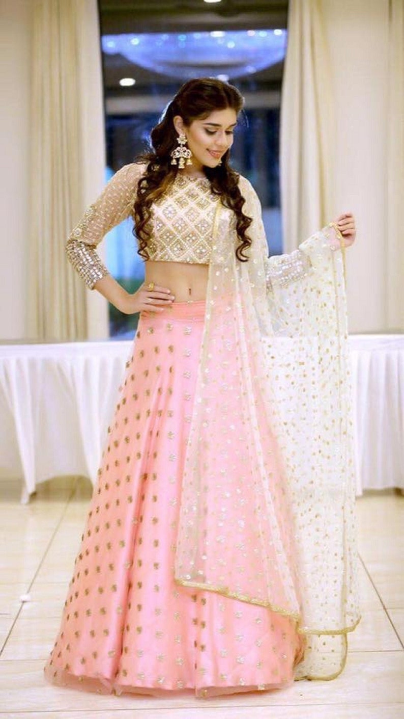 Bollywood Designer Pink lehenga choli for womenIndian Wedding image 0