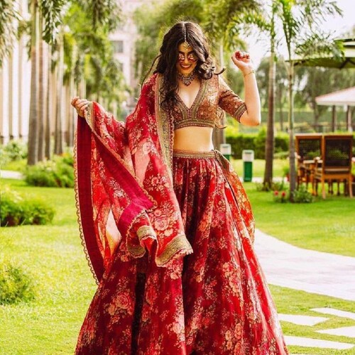 Green Lehenga Choli Lengha Chaniya Ghagra Designer Wedding Bridal Wear Saree New 