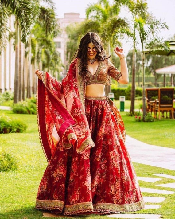 RE - Designer Party Wear Red Colour Lehenga Choli - Featured Product