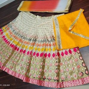 Wedding lehenga Choli For Women Designer Multi Colored Bollywood lahanga choli,Indian Bridal lehengas,Foil Mirror Work Ghagra choli Dress image 4