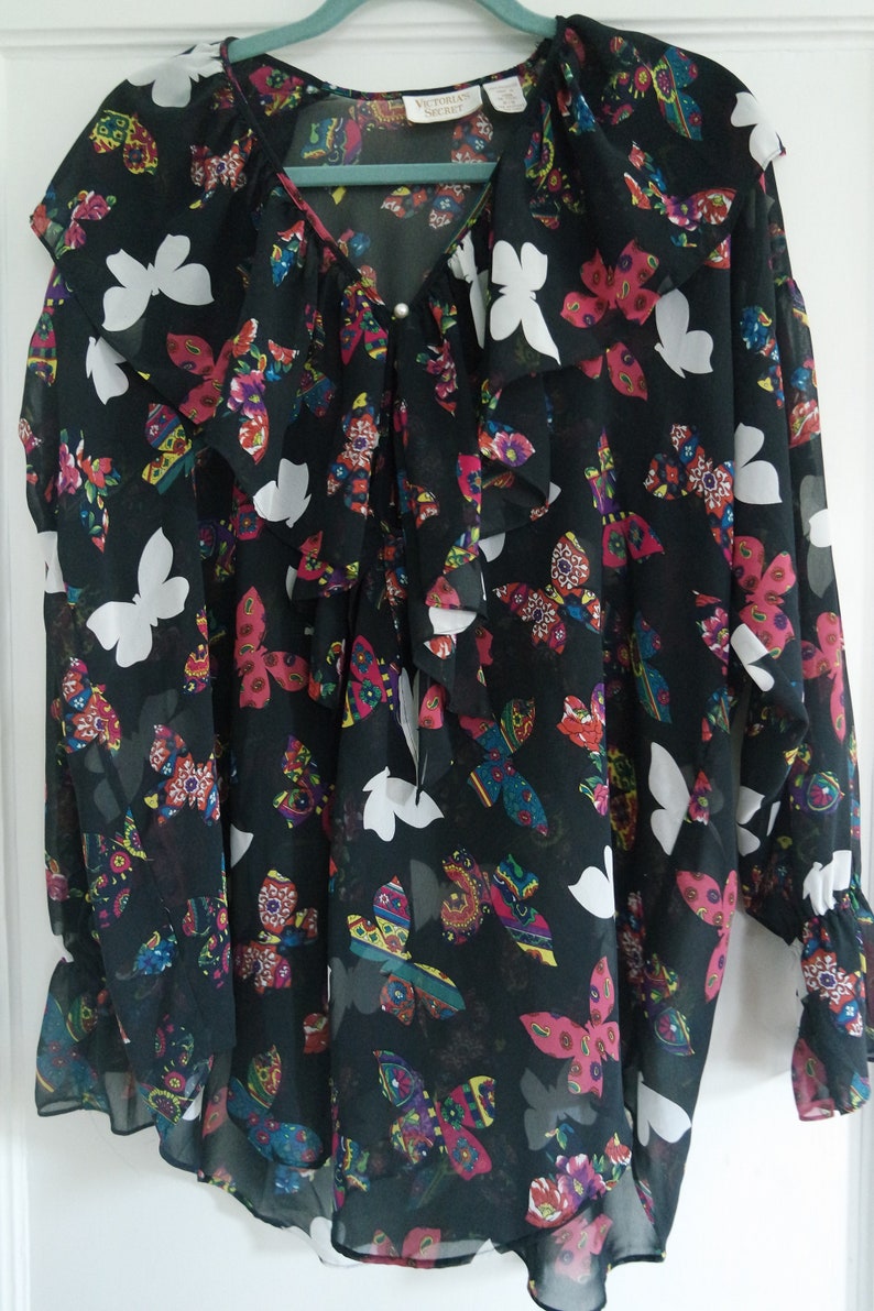 Vintage Victoria Secret Gold Label Sheer Hi-Lo Blouse with Keyhole