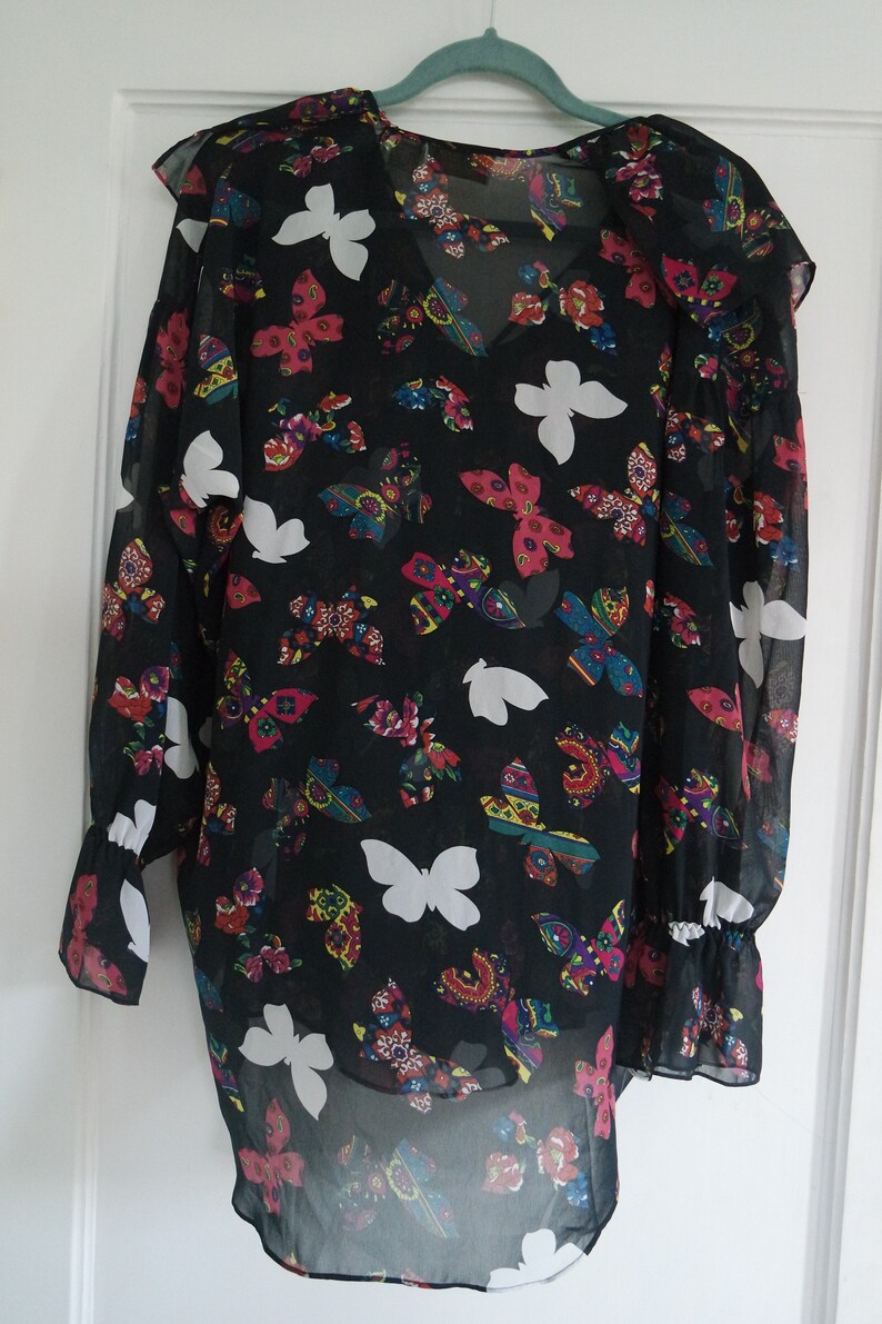 Vintage Victoria Secret Gold Label Sheer Hi-Lo Blouse with Keyhole