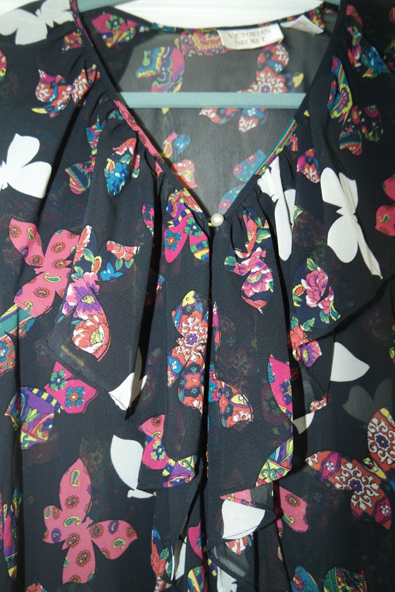 Vintage Victoria Secret Gold Label Sheer Hi-Lo Blouse with Keyhole
