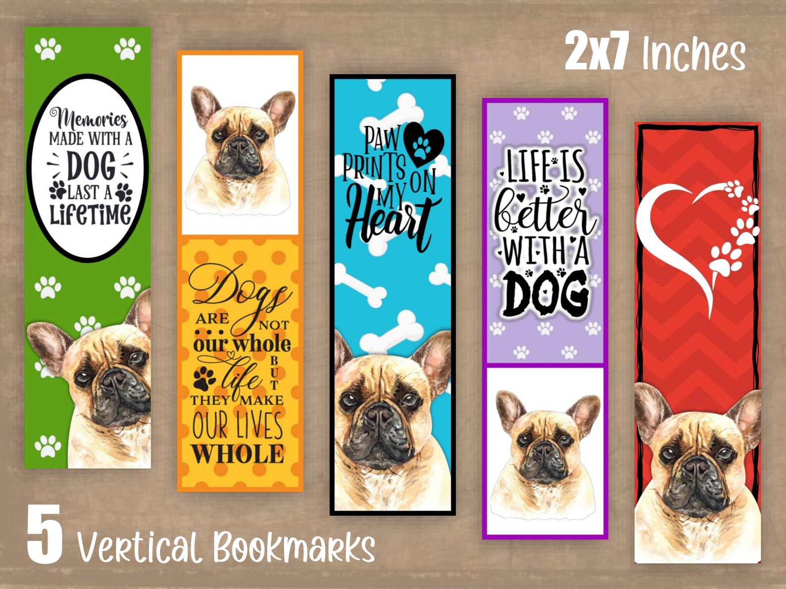 French Bulldog Printable Bookmarks With Dog-themed Quotes. Ten - Etsy